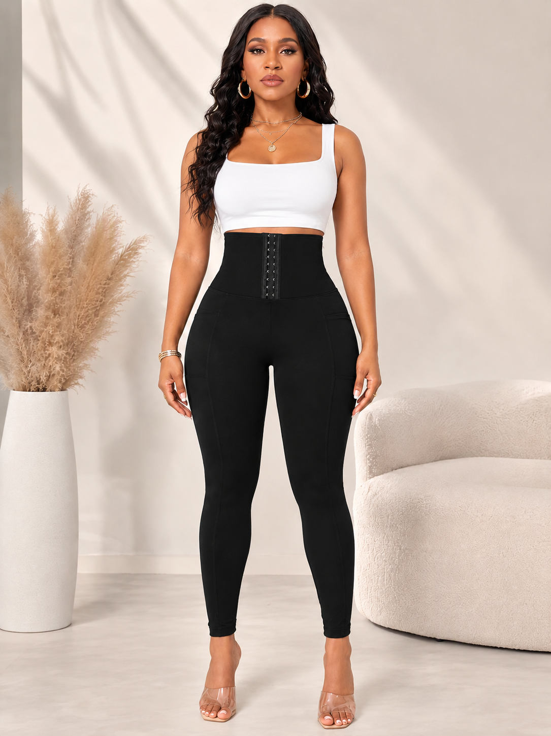 Legging Faja Push Up con Cintura de Ganchos