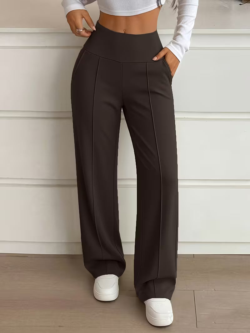 Vera — Pantalón Ancho de Tiro Alto con Cintura Moldeadora